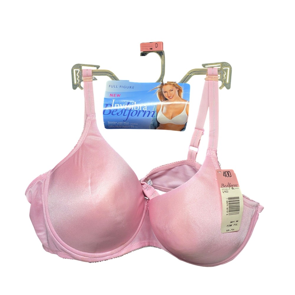 Bestform Invisibra 6902 Pink Satin Full Figure Underwire Bra 40D NWT Vintage